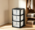 Black 3 Drawer Plastic Storage Tower X108141