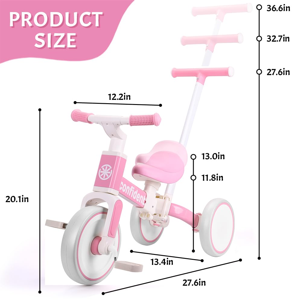 Tricycle for Toddlers 1-3 Year Olds, 5 in 1 Toddler Balance Bike Q74804