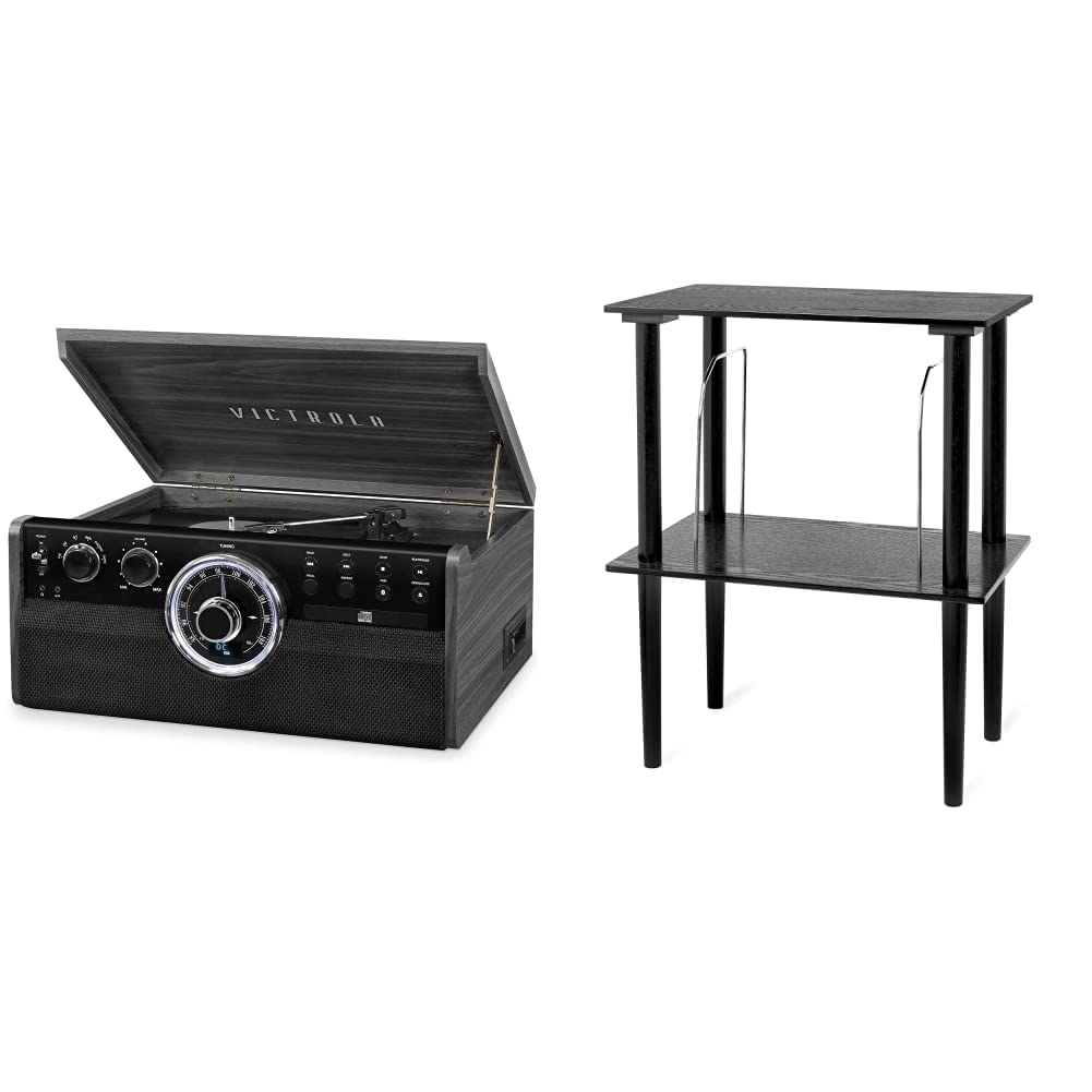 Black 6-in-1 Bluetooth Record Player with Stand Y131458