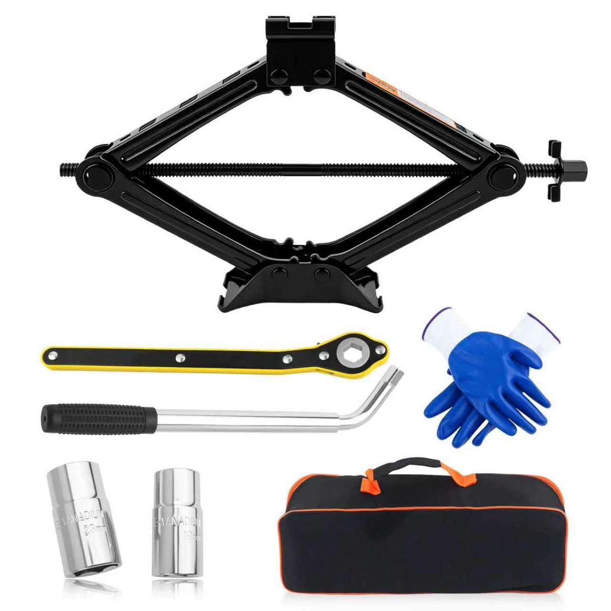 2 Ton Portable Scissor Jacks Set with Lug Wrench H401