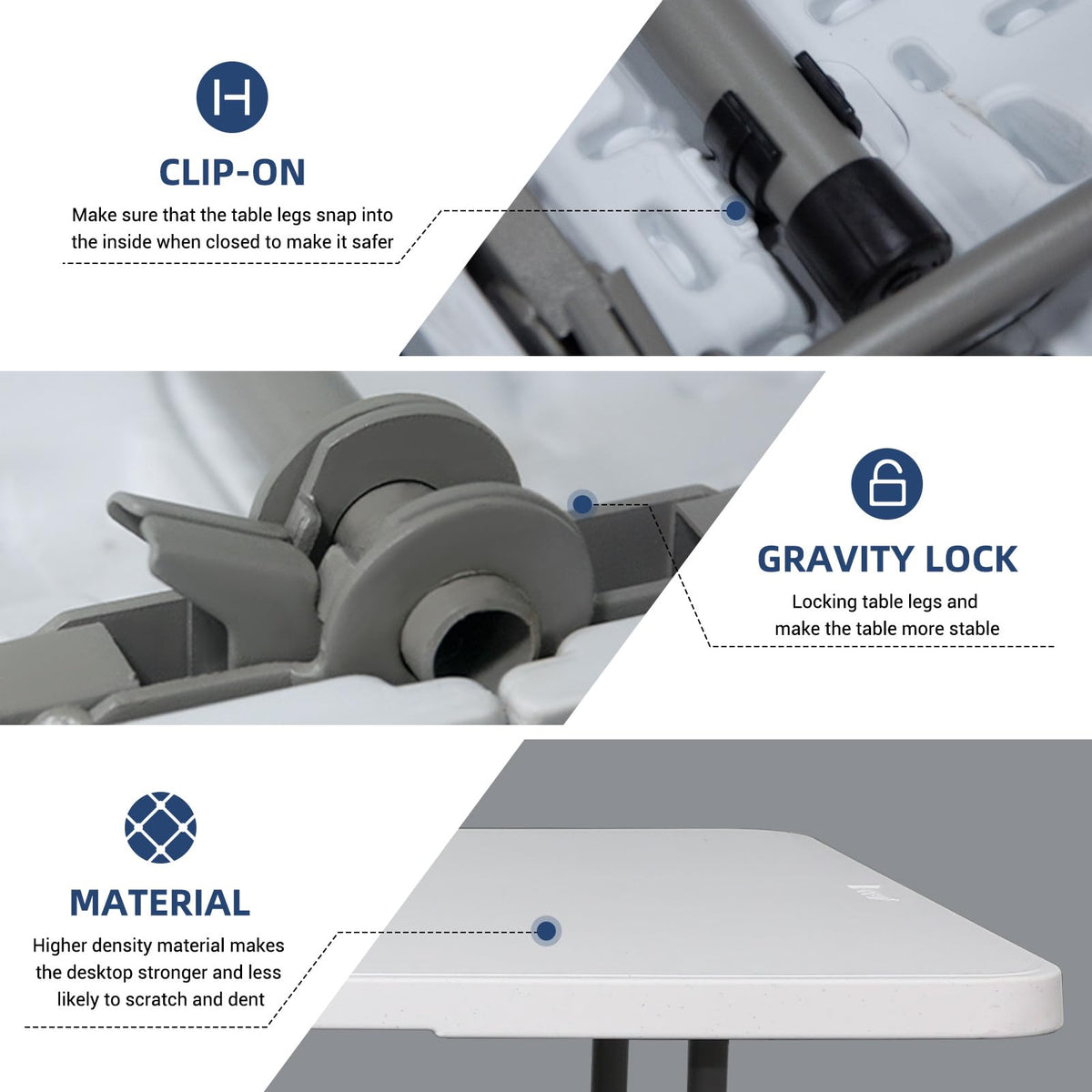 6ft Heavy Duty White Folding Table with Carrying Handle D80693