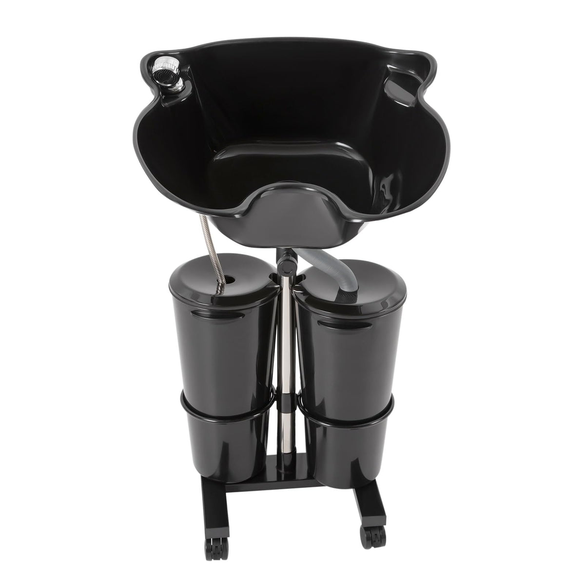 Portable Plastic Shampoo Basin with 2 Water Buckets and Wheels Z56933