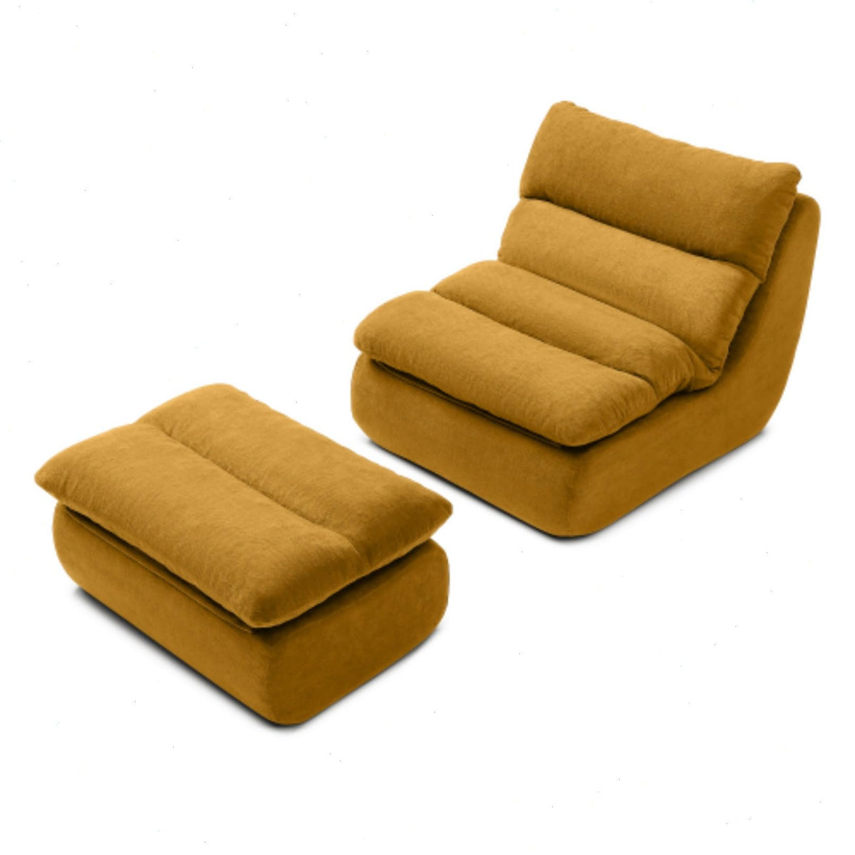 Yellow Memory Foam Bean Bag Chair with Ottoman K768