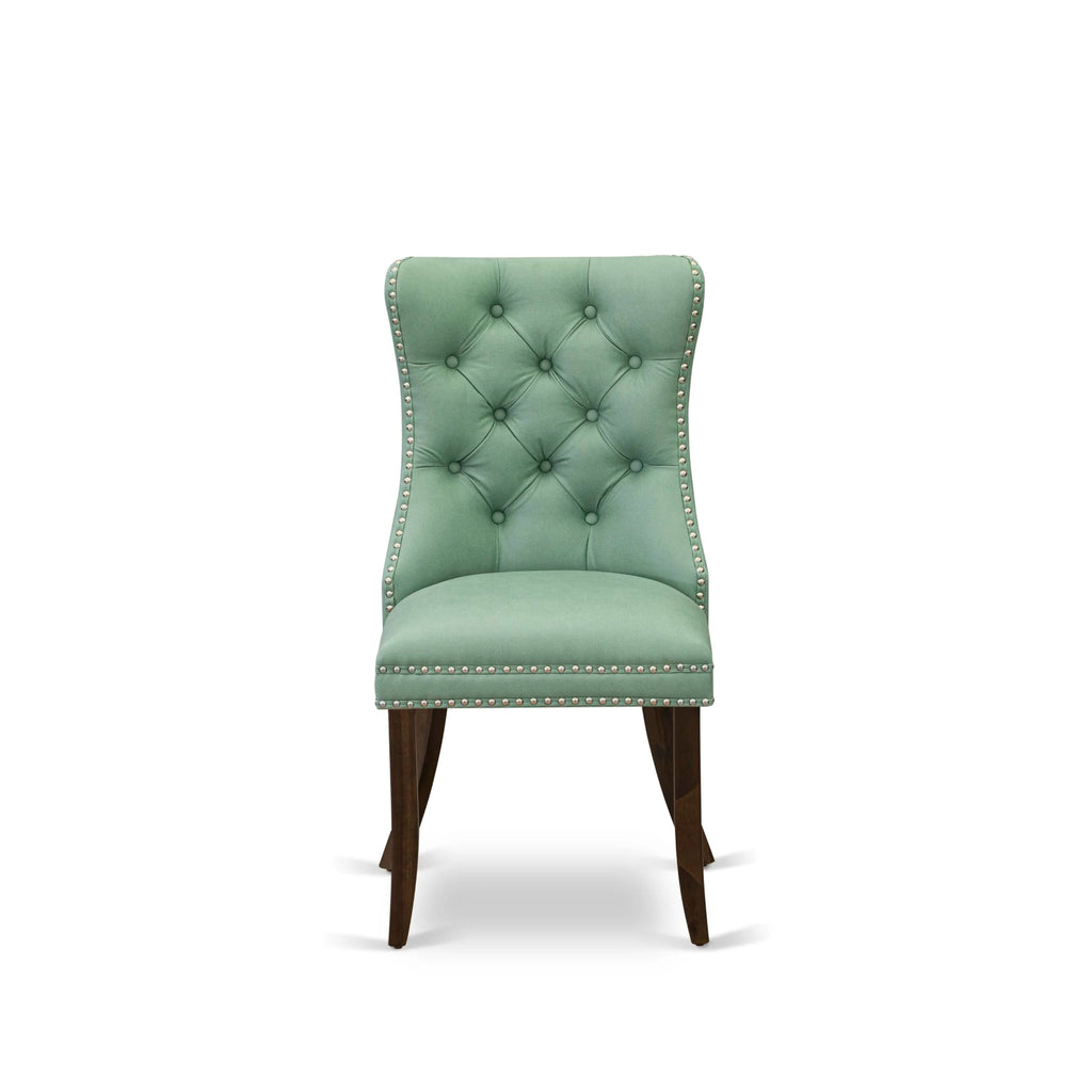 Set of 2 Willow Green Faux Leather Parson Dining Chairs M43861