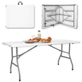 6ft Heavy Duty White Folding Table with Carrying Handle D80693