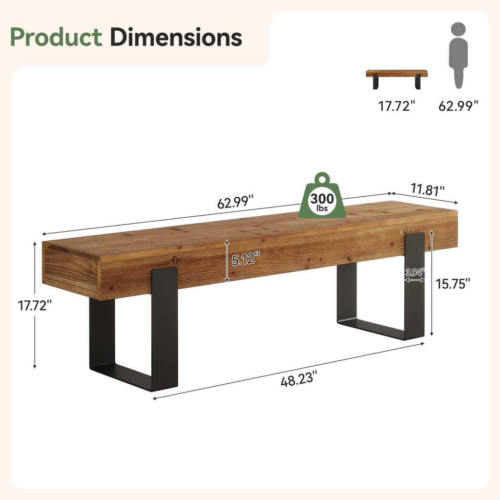 Solid Wooden Entryway Bench with Metal Legs T71925