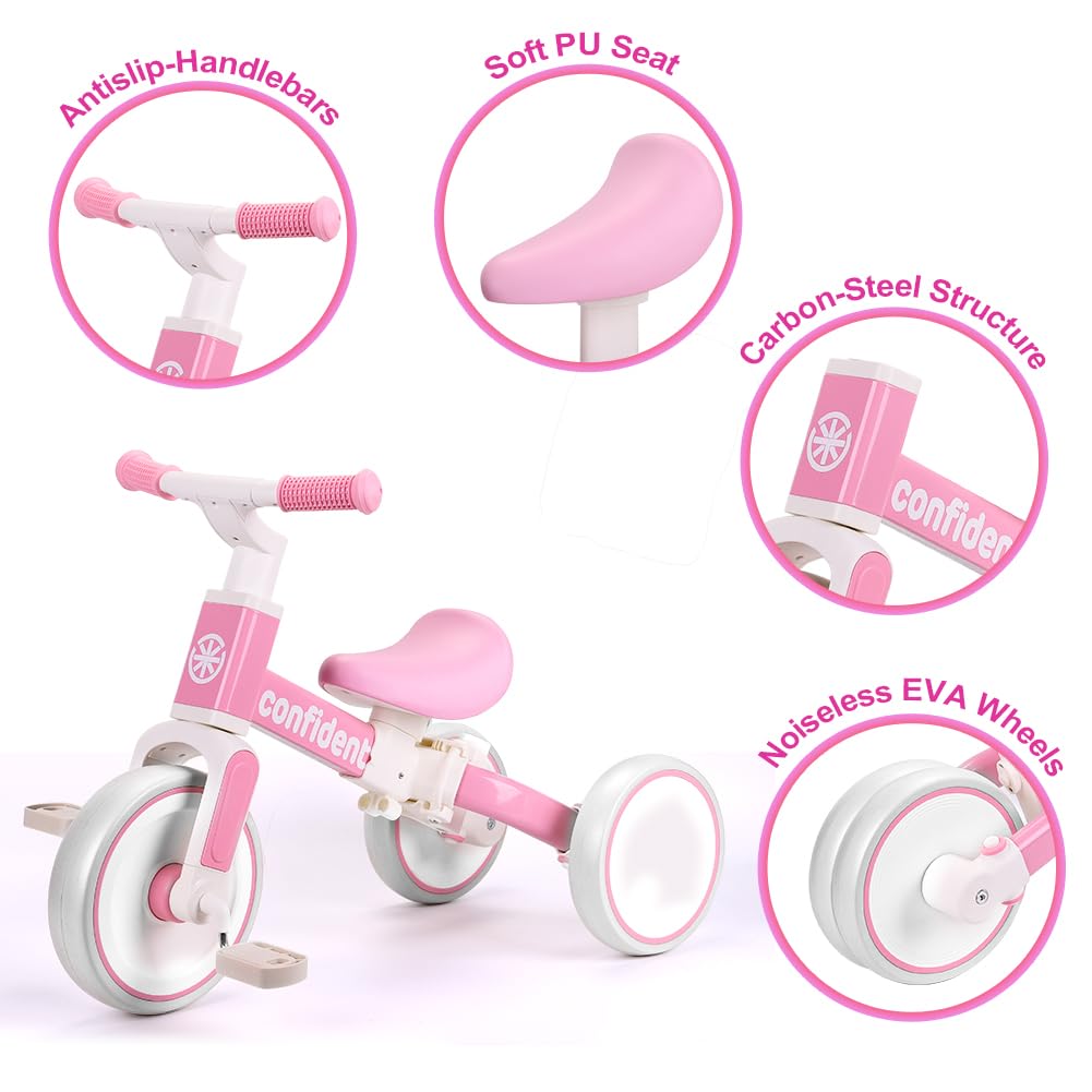 Tricycle for Toddlers 1-3 Year Olds, 5 in 1 Toddler Balance Bike Q74804