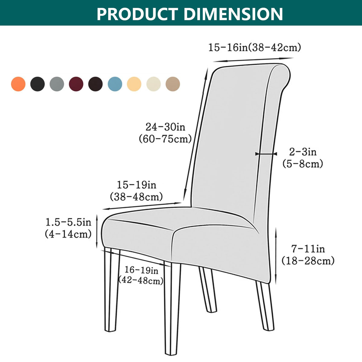 Black 6 Set Waterproof Dining Room Chair Cover U87396