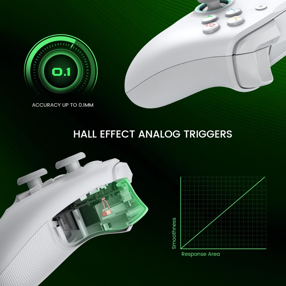 Wired Gamepad with Hall Effect Joysticks and 3.5 mm Audio Jack White T250103