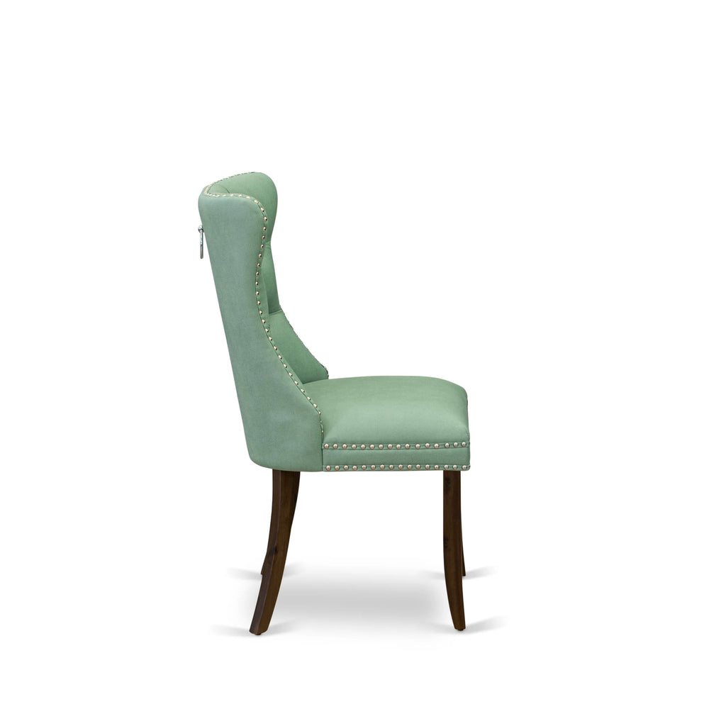 Set of 2 Willow Green Faux Leather Parson Dining Chairs M43861