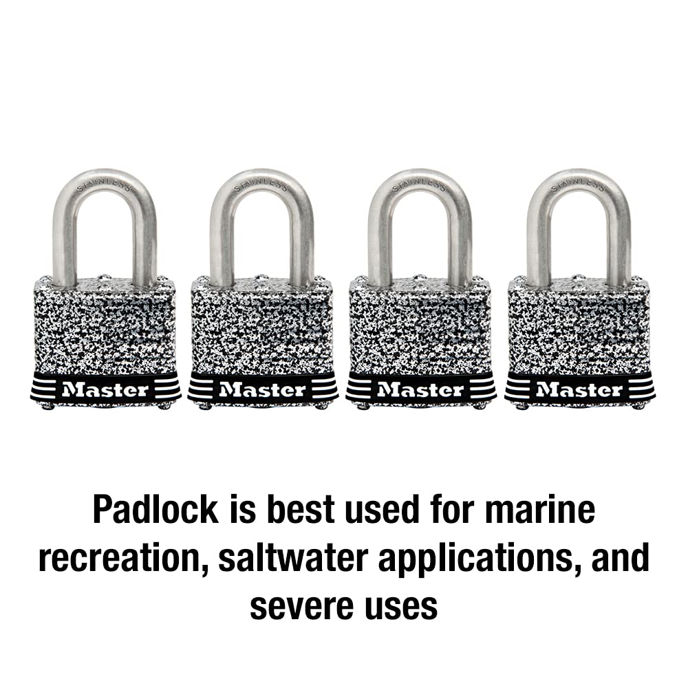 Stainless Steel Outdoor Padlock with Key, 4 Pack D587