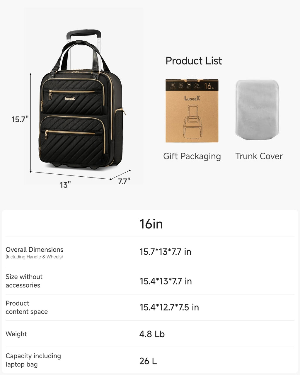 Black 16" Underseat Carry On Bag R677