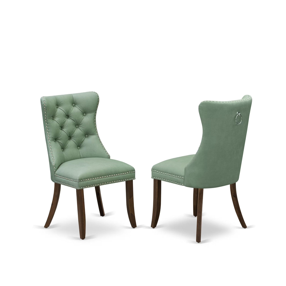 Set of 2 Willow Green Faux Leather Parson Dining Chairs M43861