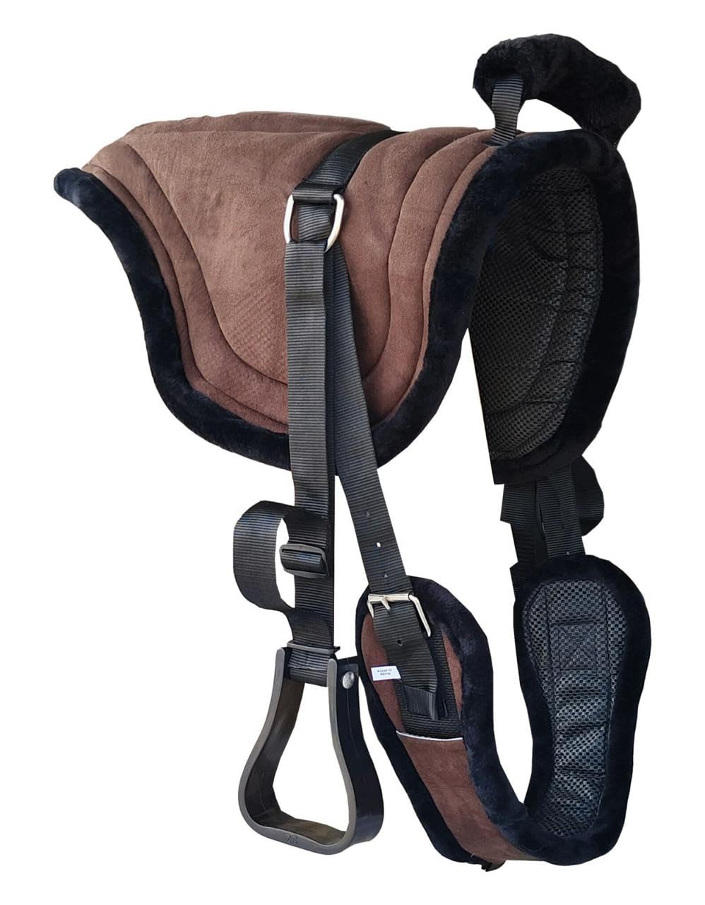 Padded Suede Leather Bareback Pad with Girth & Stirrups J64823