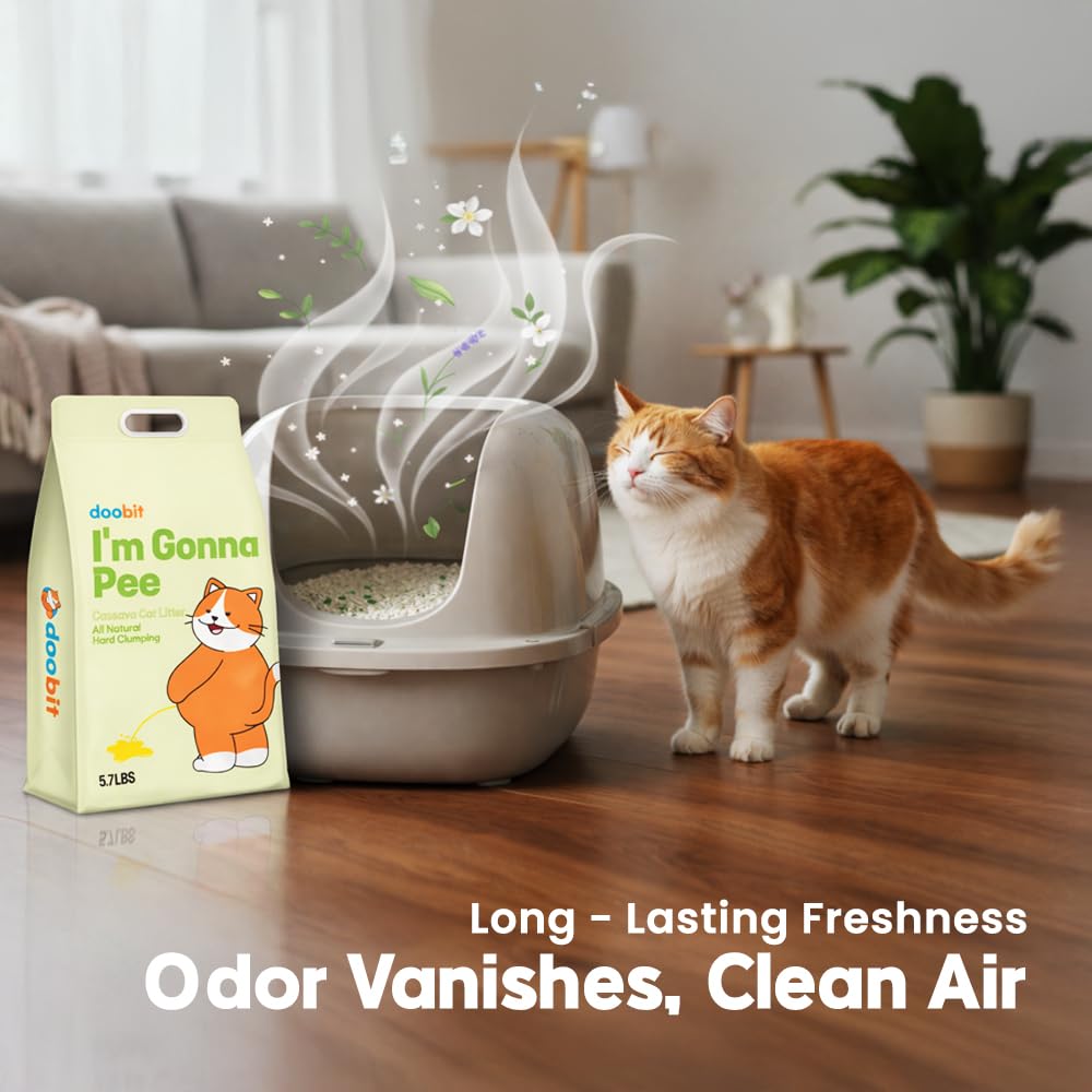 Cassava Cat Litter, Odor Control Dust-Free Clumping Litter T808170
