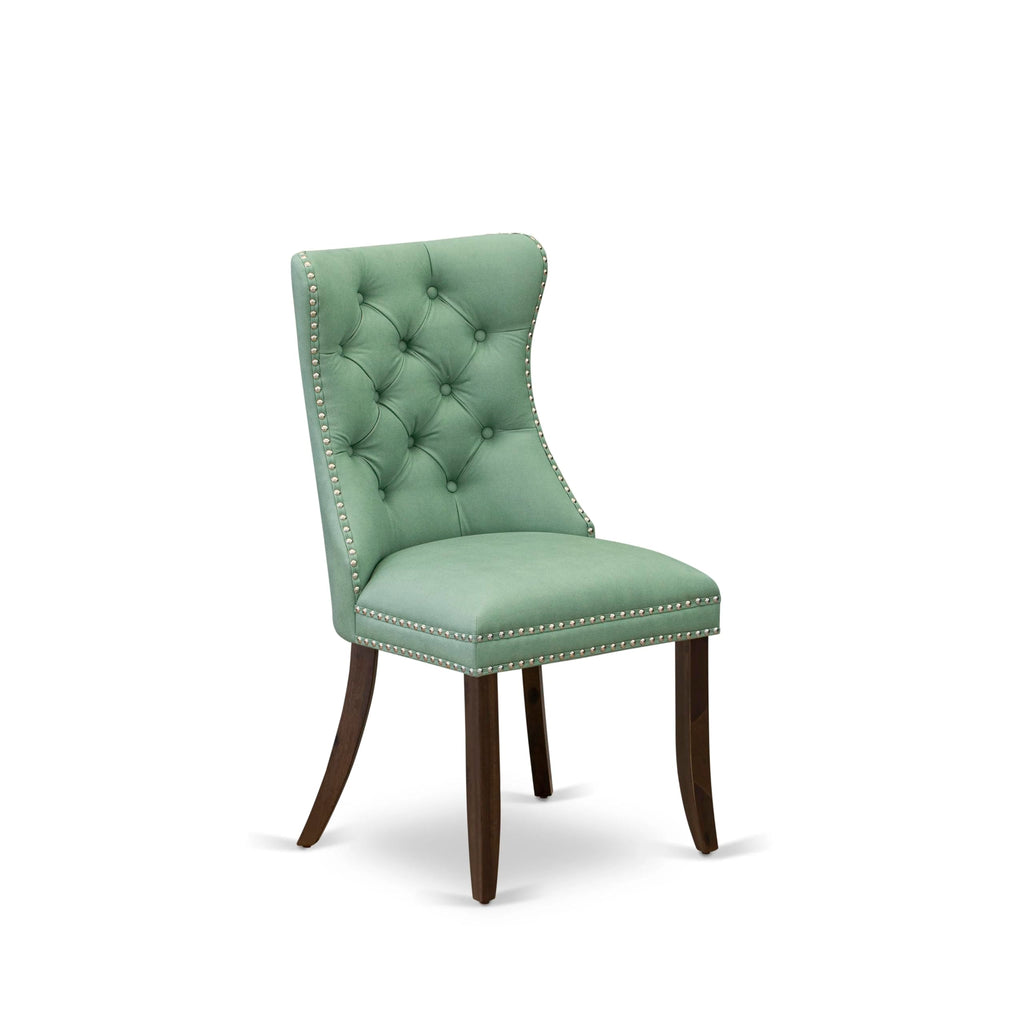 Set of 2 Willow Green Faux Leather Parson Dining Chairs M43861