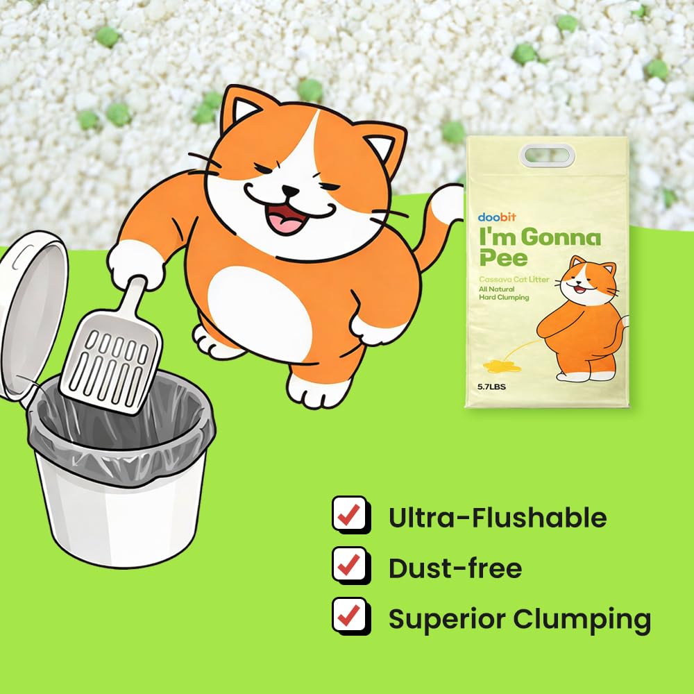 Cassava Cat Litter, Odor Control Dust-Free Clumping Litter T808170