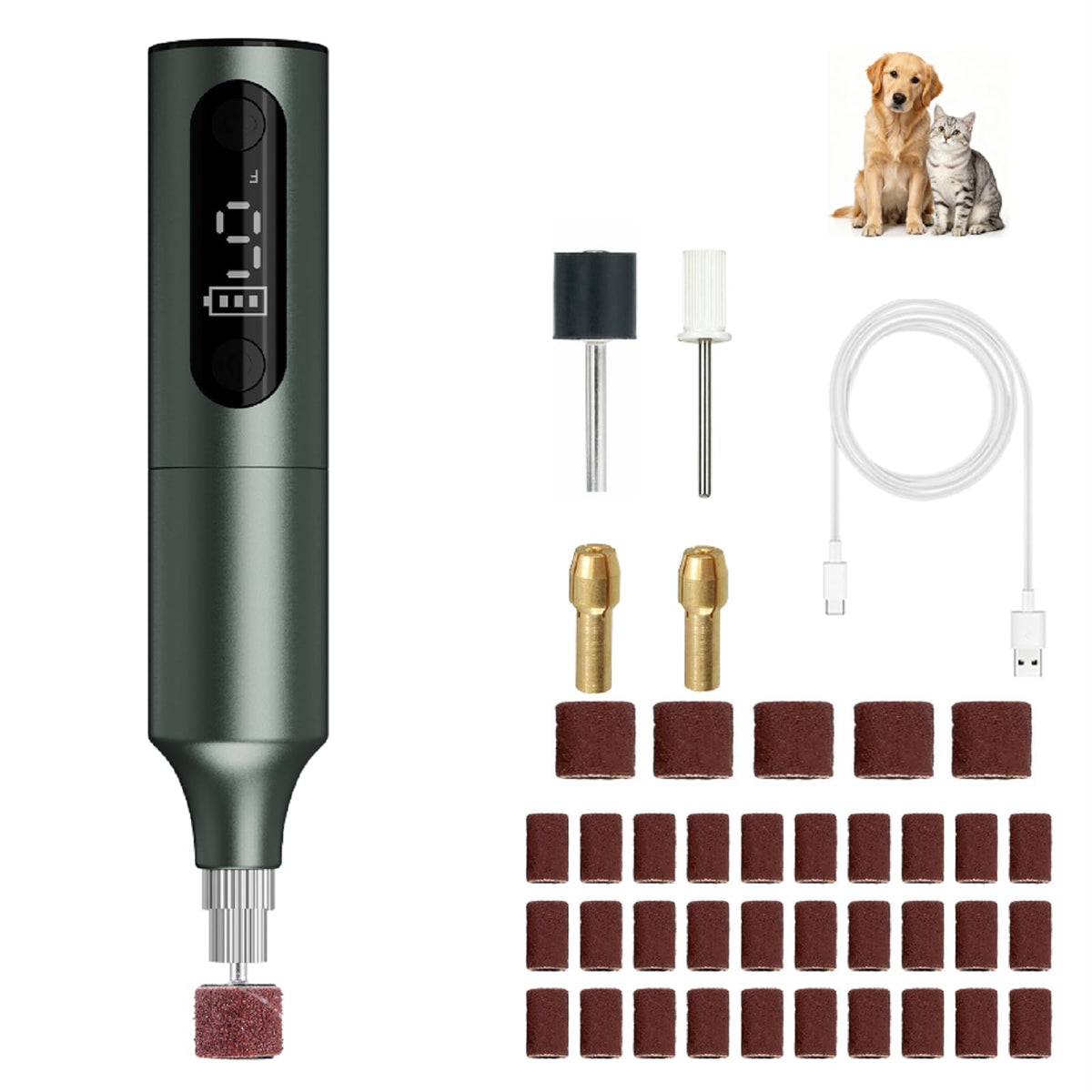 Rechargeable 9-Speed Adjustable Ultra Quiet Electric Dog Nail Grinder Q11720