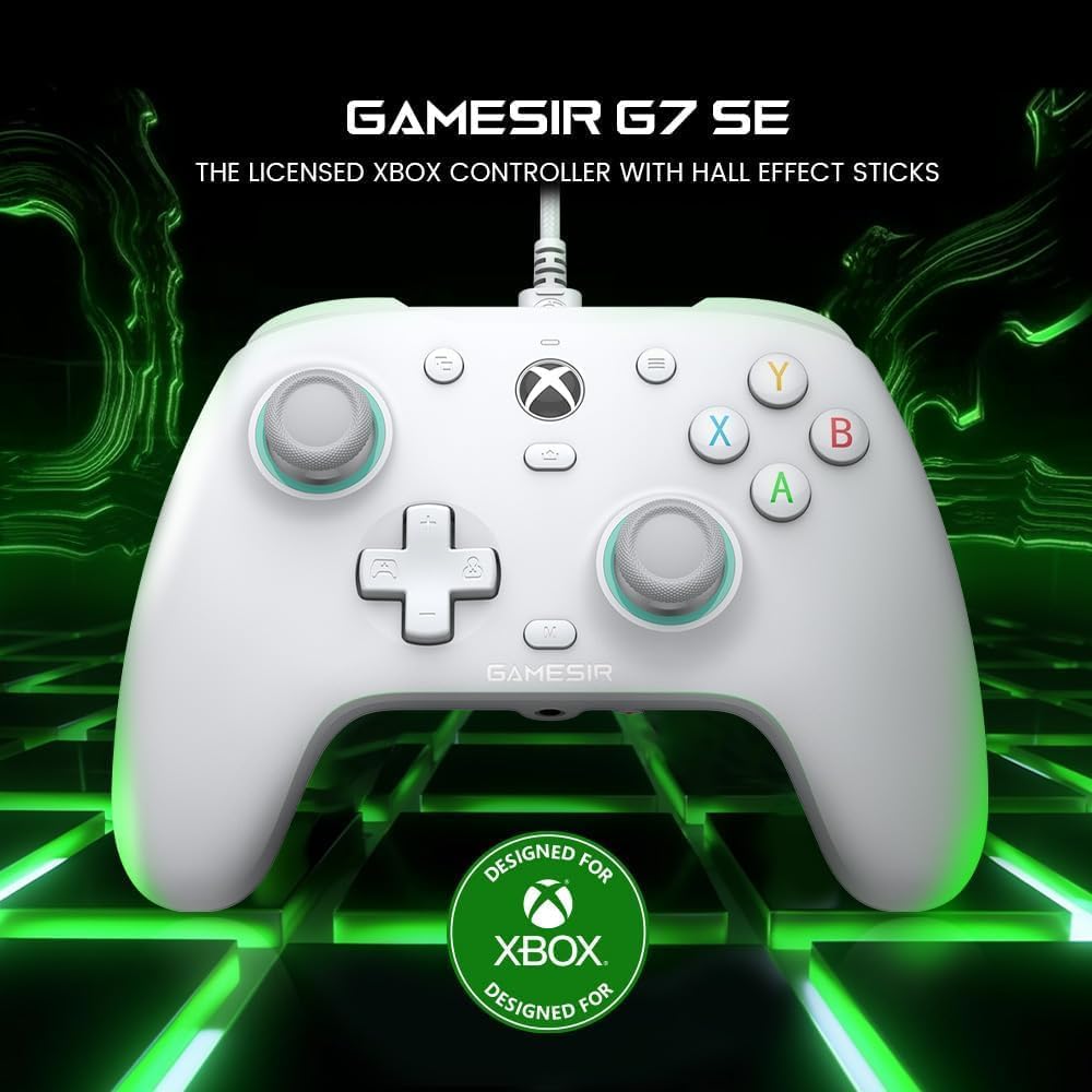 Wired Gamepad with Hall Effect Joysticks and 3.5 mm Audio Jack White T250103