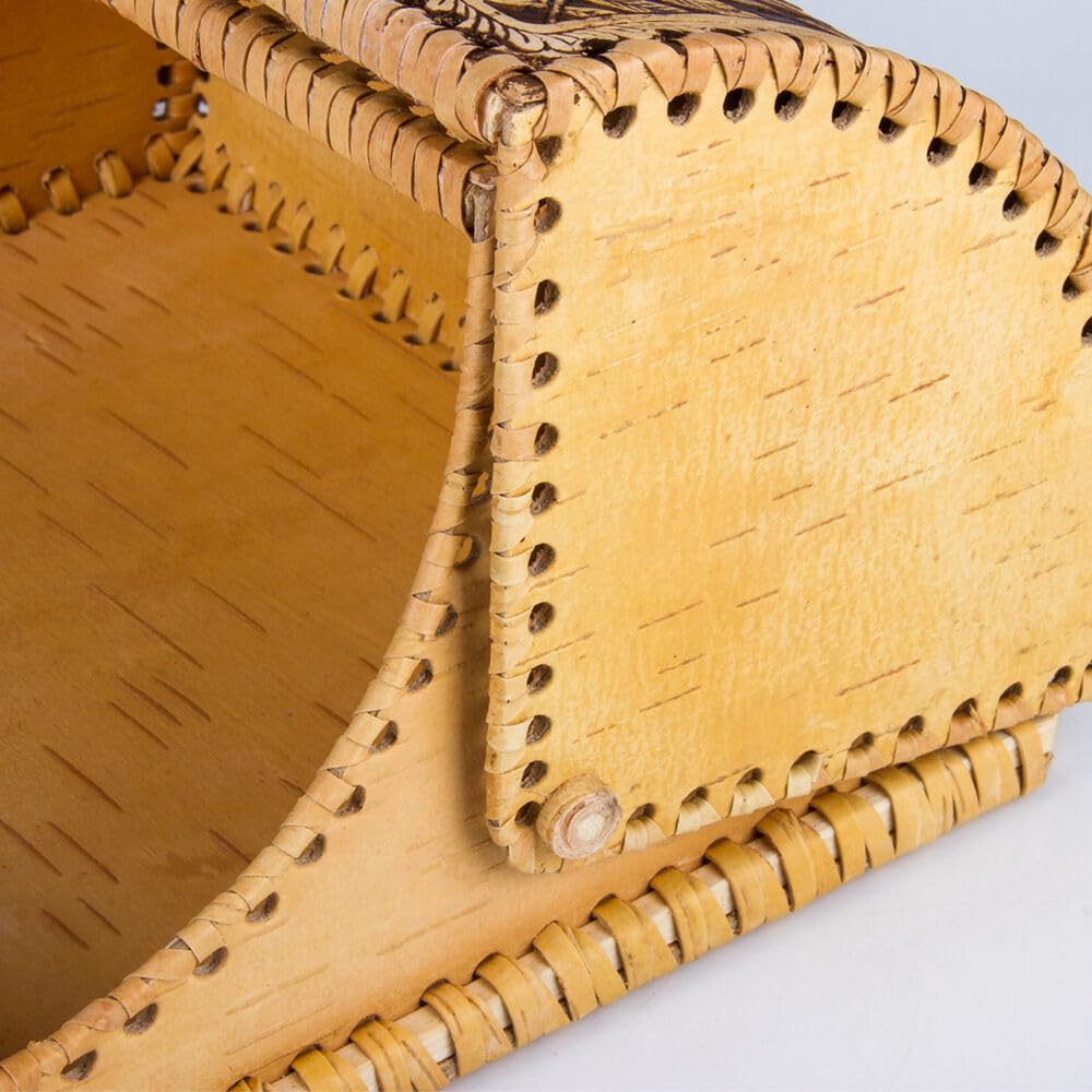 Birds Pattern Birch Bark Bread Box V9449