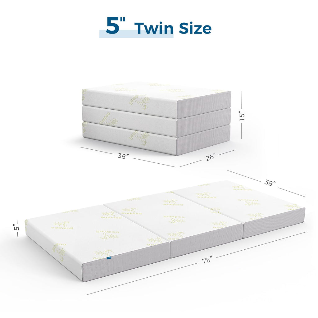 Twin 5 Inch Memory Foam Trifold Mattress A298