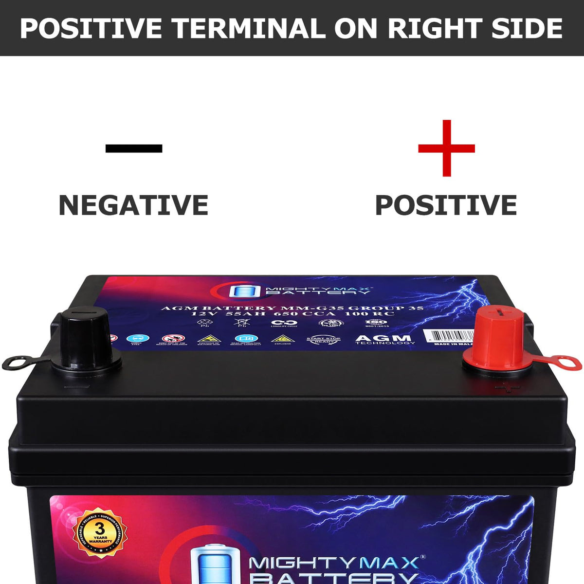 12V 55Ah AGM 650 CCA Battery Z89203