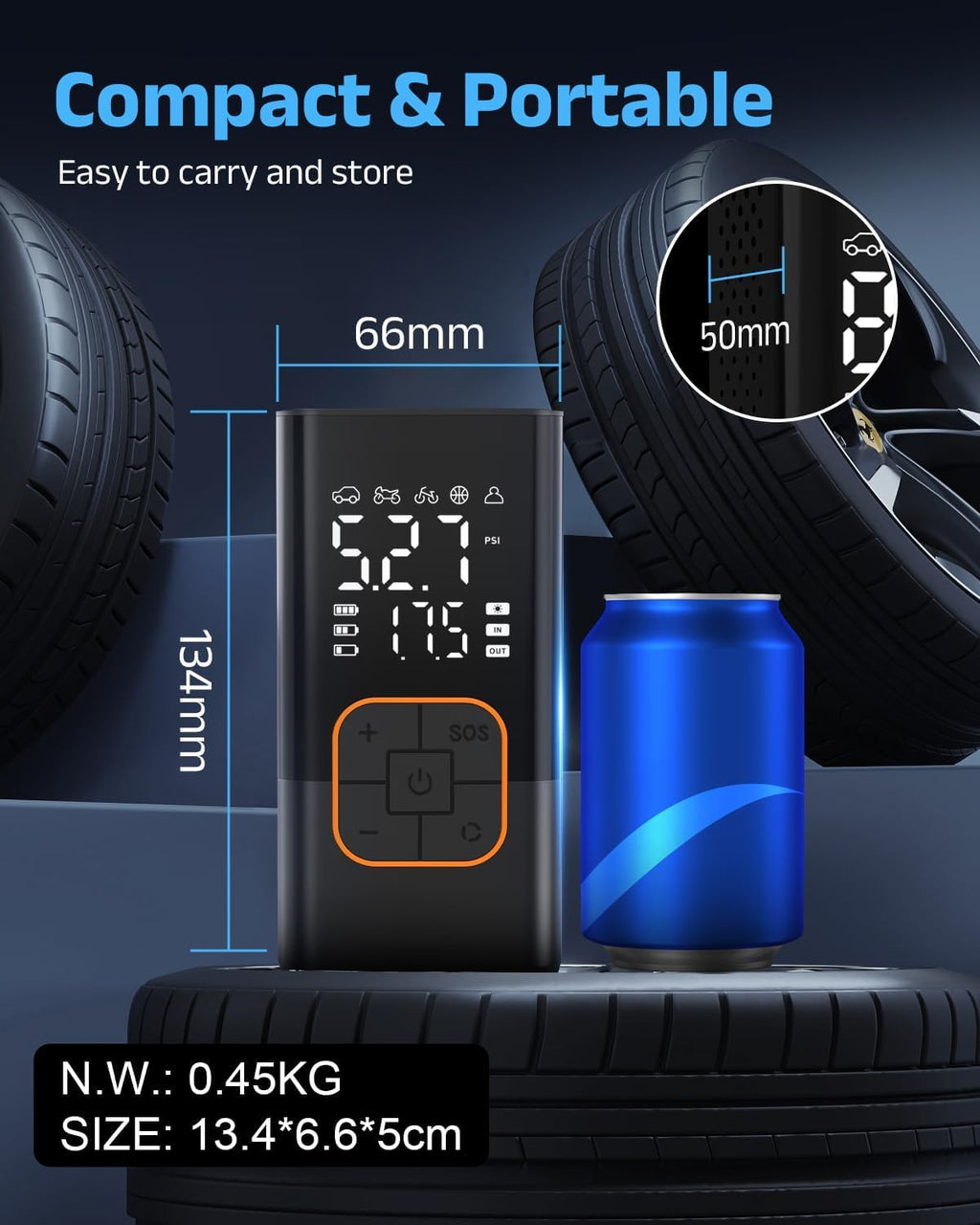 Portable Cordless Tire Inflator Air Compressor F74477