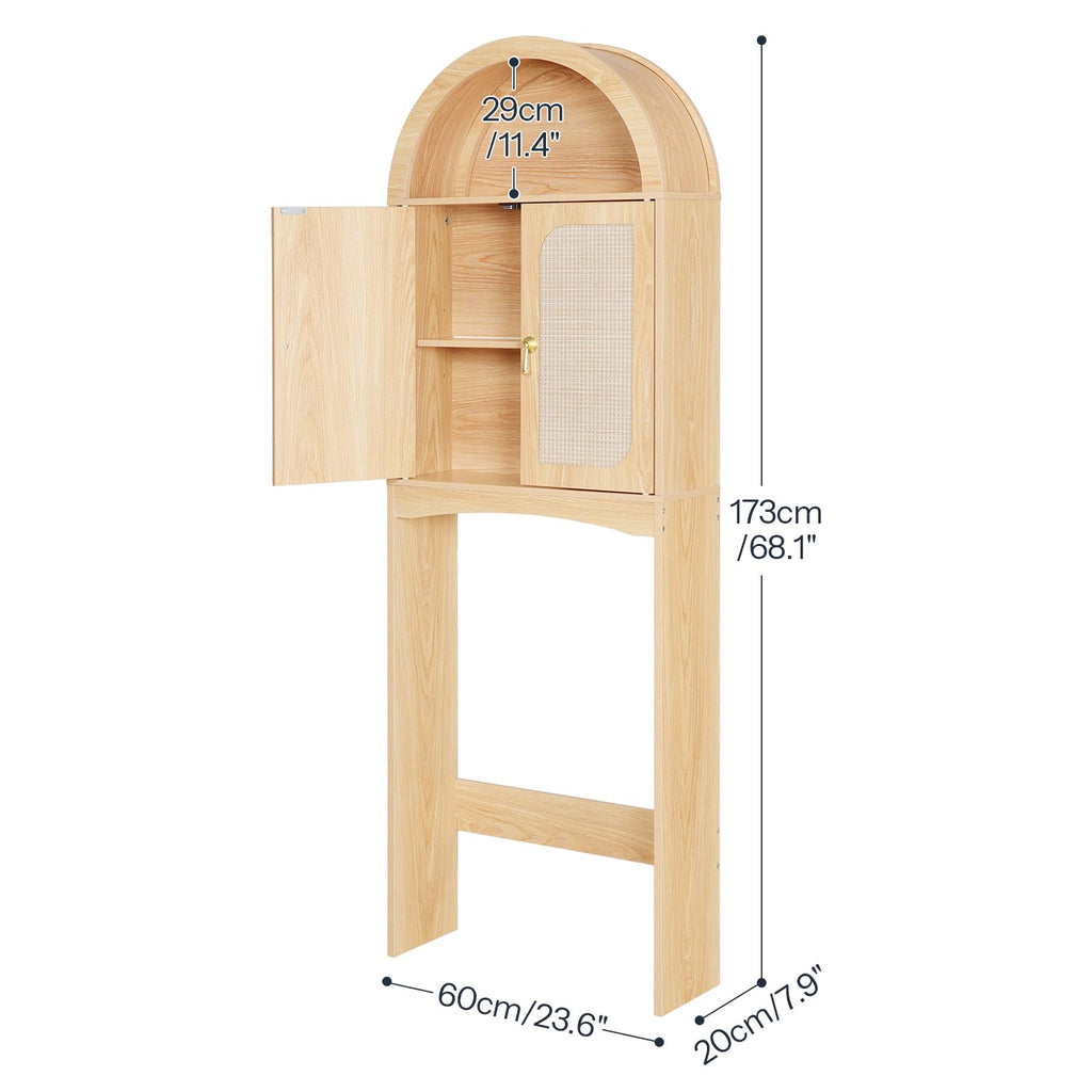 Arched Rattan Over the Toilet Storage Cabinet with Doors Y88286