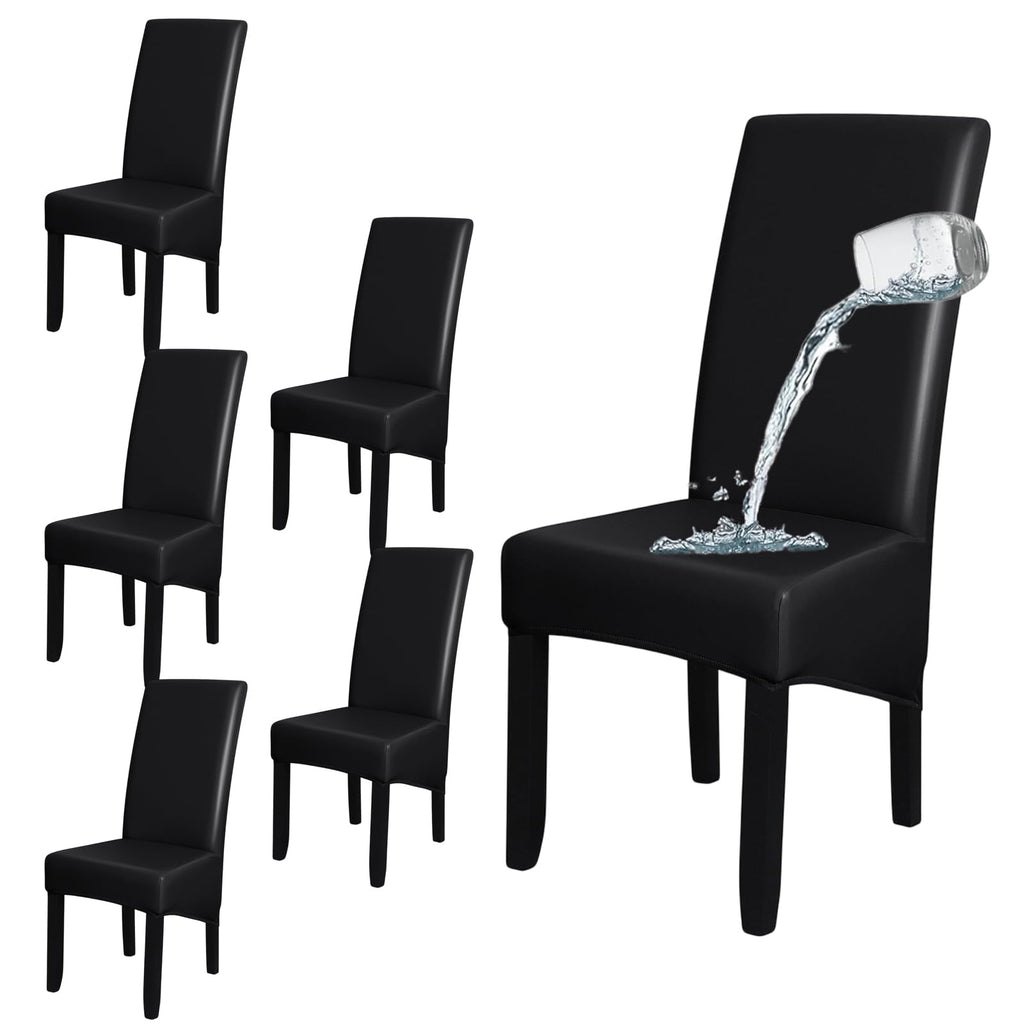 Black 6 Set Waterproof Dining Room Chair Cover U87396