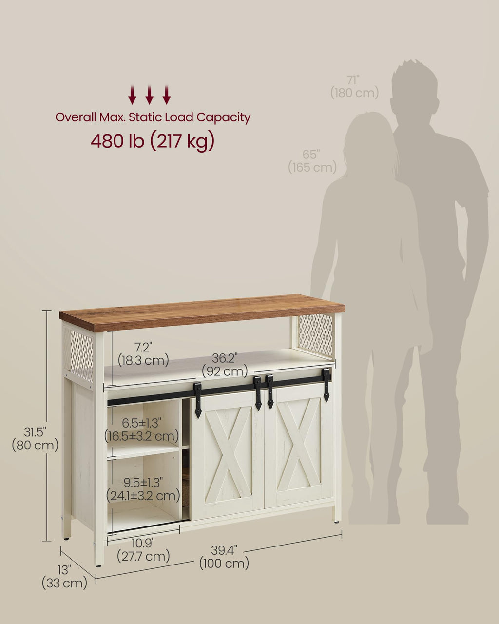 Buffet Cabinet with 2 Sliding Barn Doors R8614