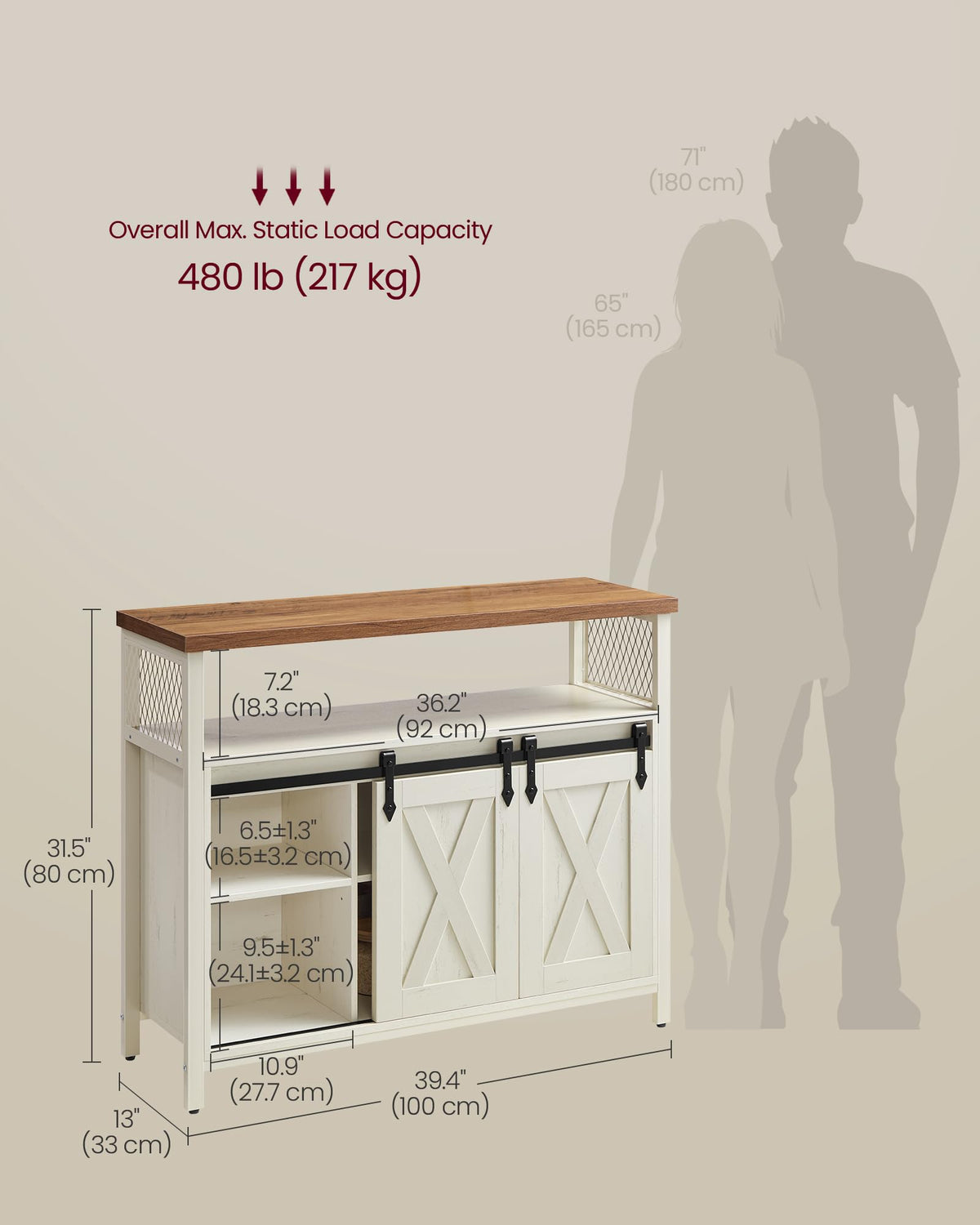 Buffet Cabinet with 2 Sliding Barn Doors R8614
