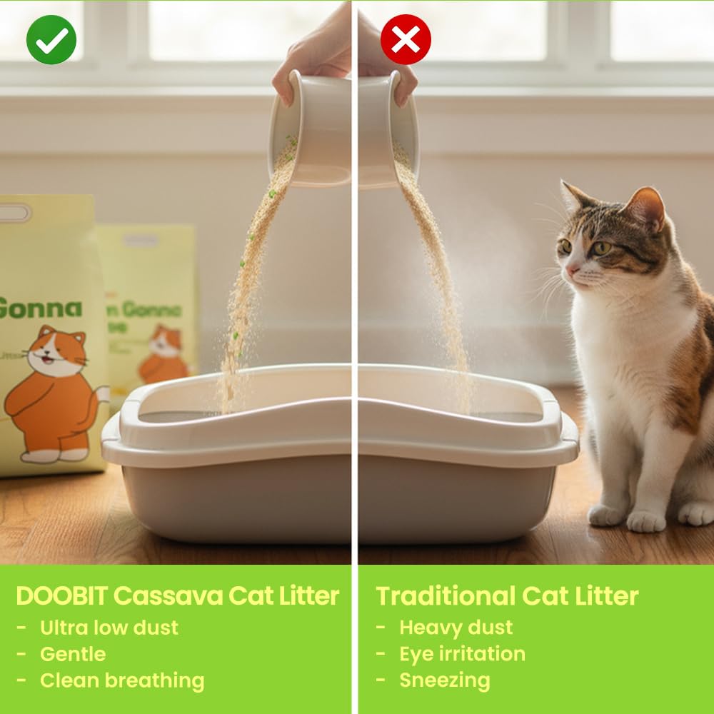 Cassava Cat Litter, Odor Control Dust-Free Clumping Litter T808170
