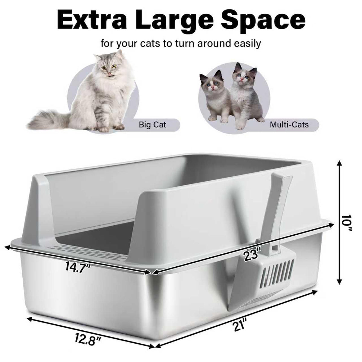 Stainless Steel XL Litter Box with Lid G9512