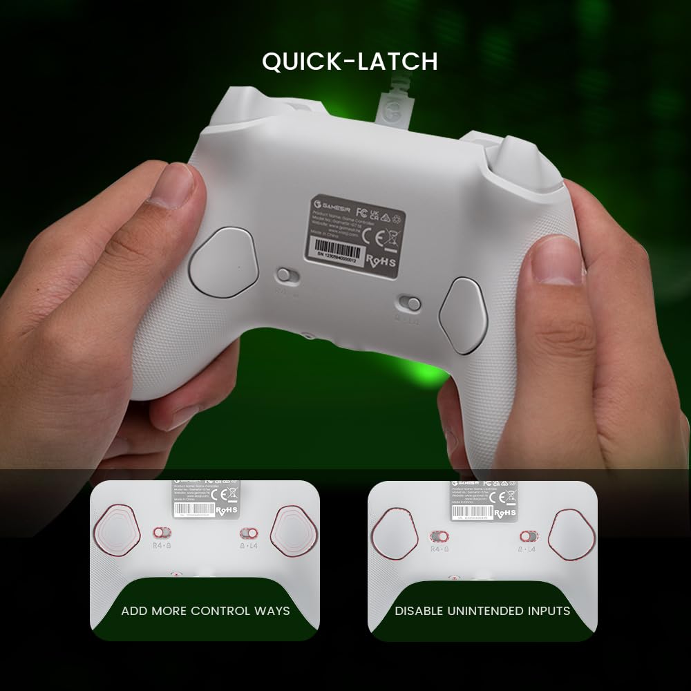 Wired Gamepad with Hall Effect Joysticks and 3.5 mm Audio Jack White T250103