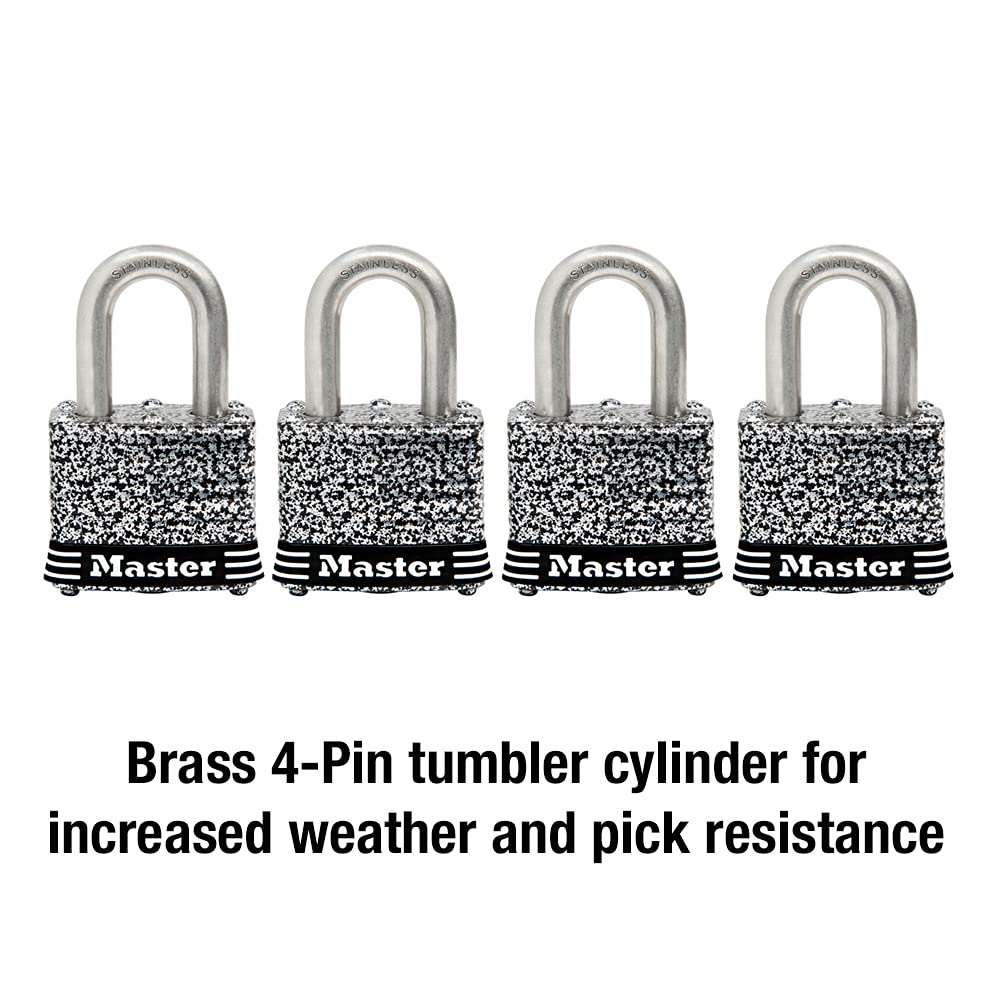 Stainless Steel Outdoor Padlock with Key, 4 Pack D587