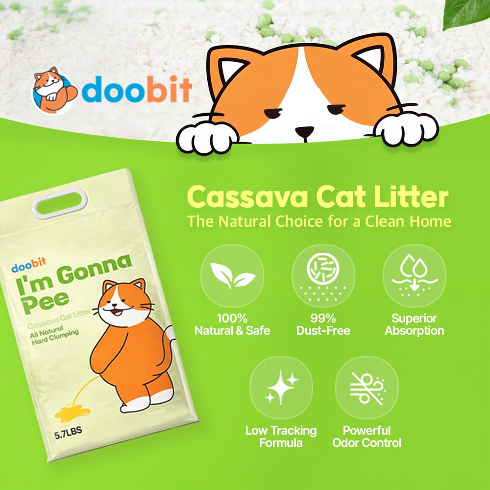Cassava Cat Litter, Odor Control Dust-Free Clumping Litter T808170