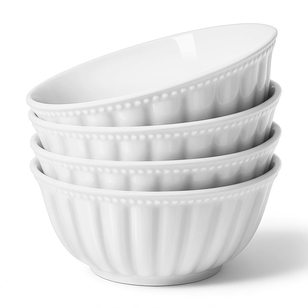 White Ceramic Soup Bowls Set of 4 V400685