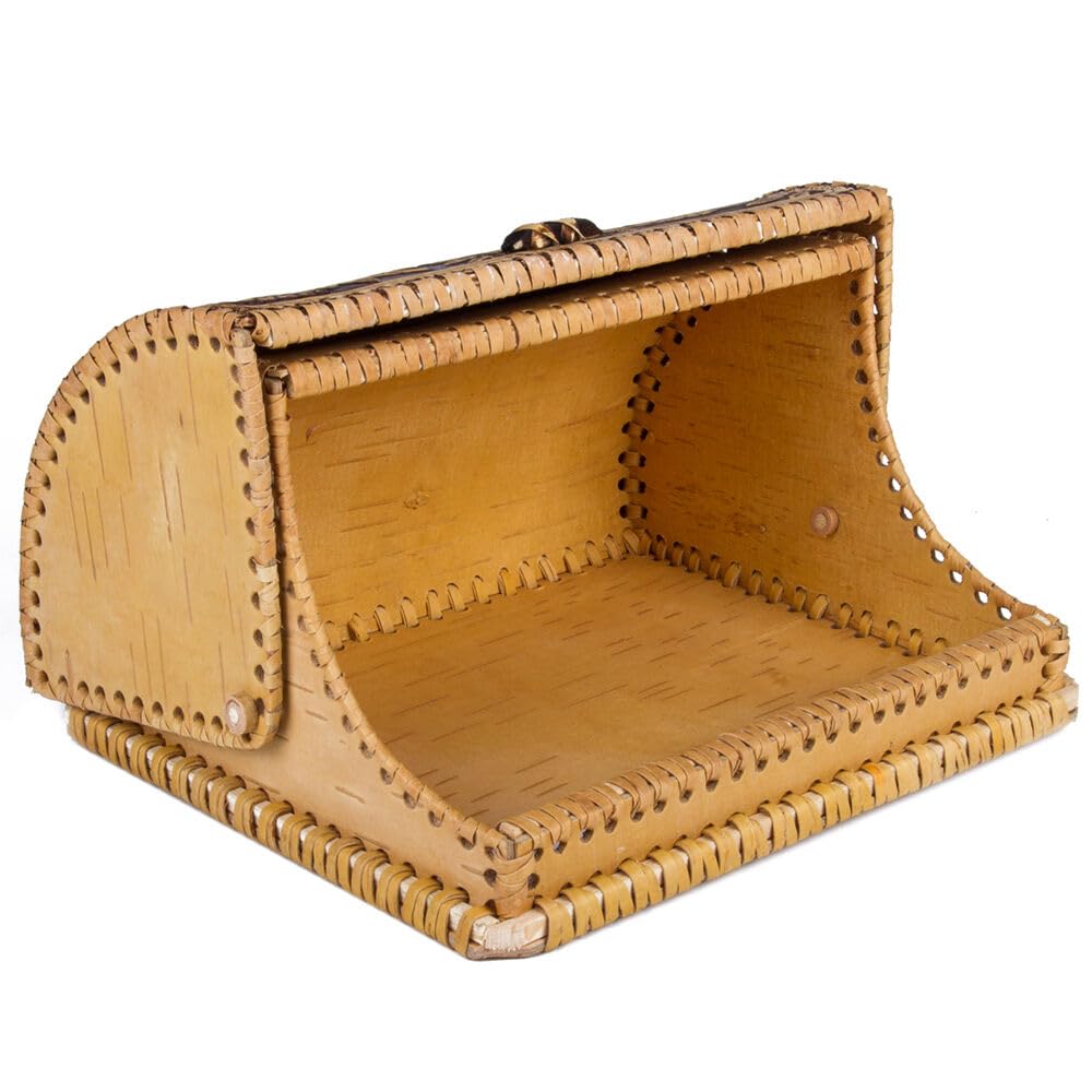 Birds Pattern Birch Bark Bread Box V9449