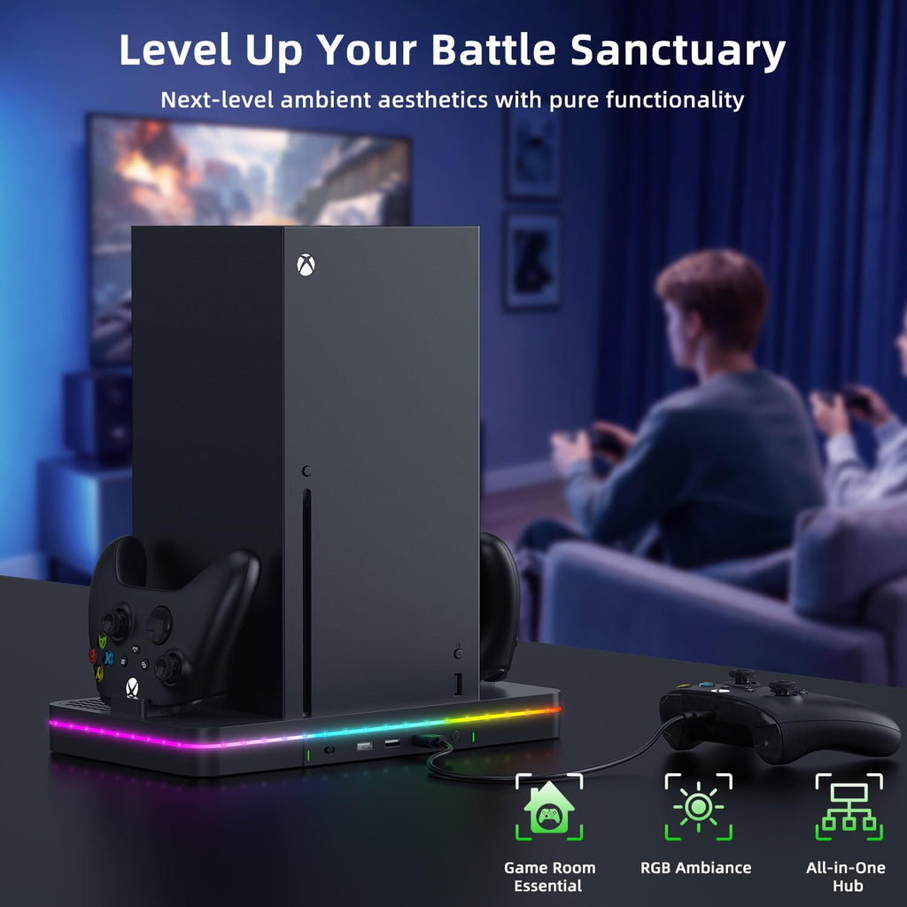 Black Cooling Fan Charging Stand with 3 USB Ports Q506