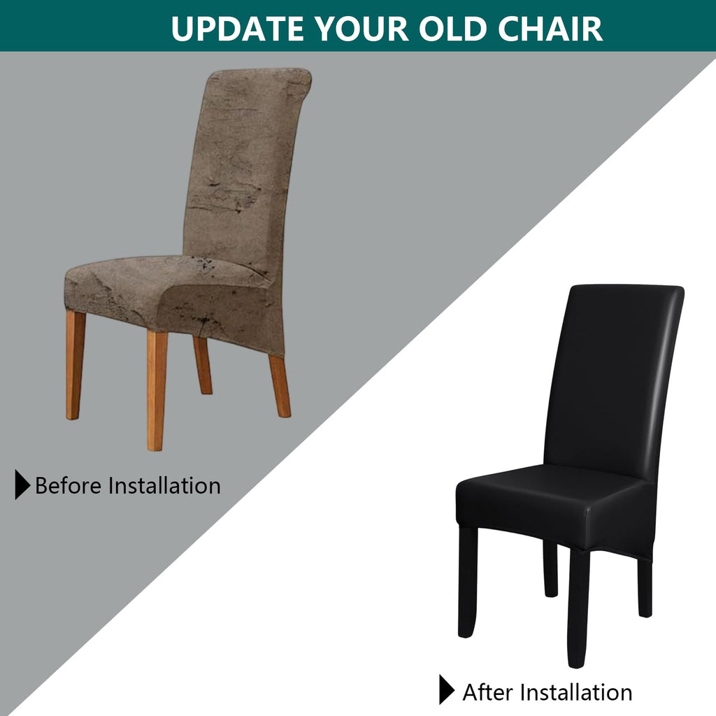 Black 6 Set Waterproof Dining Room Chair Cover U87396