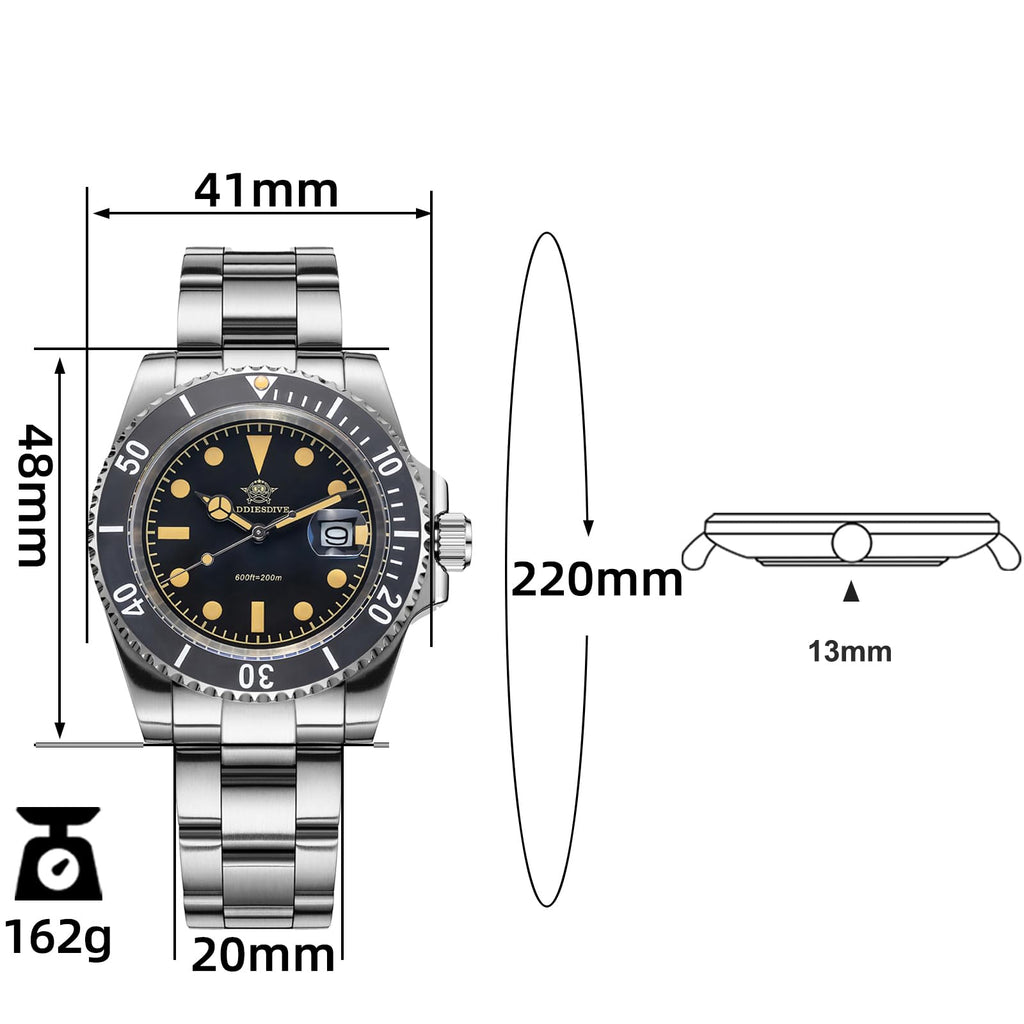41MM Quartz Dive Watch Stainless Steel Bracelet U52612