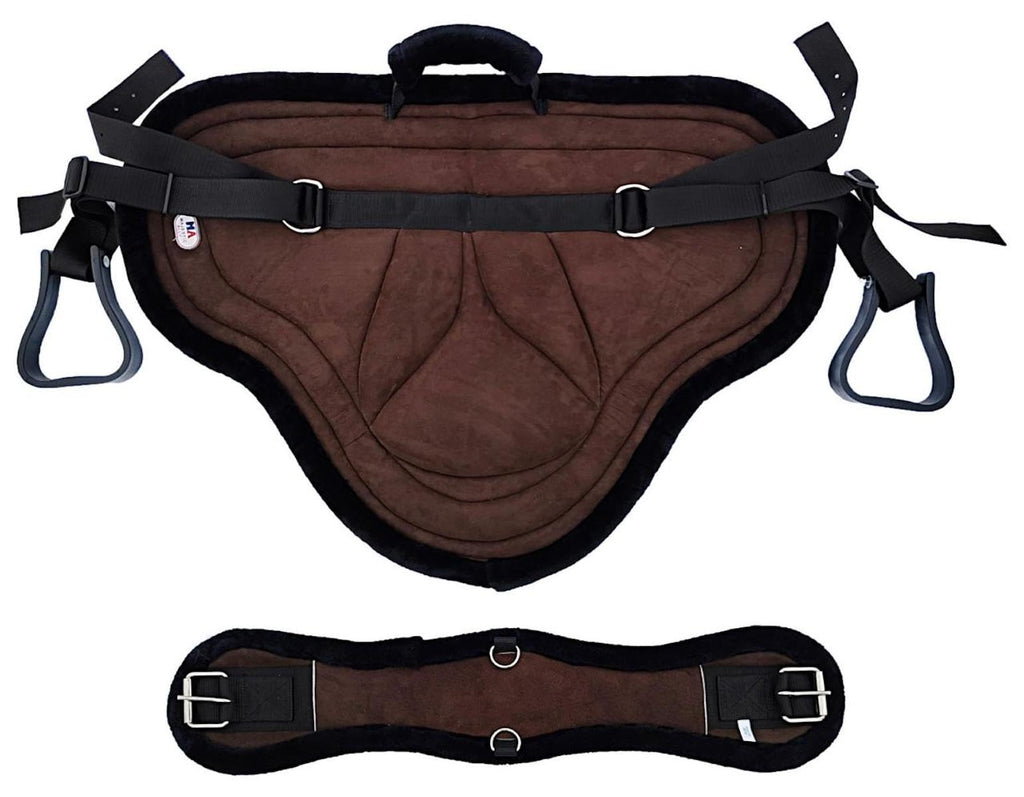 Padded Suede Leather Bareback Pad with Girth & Stirrups J64823