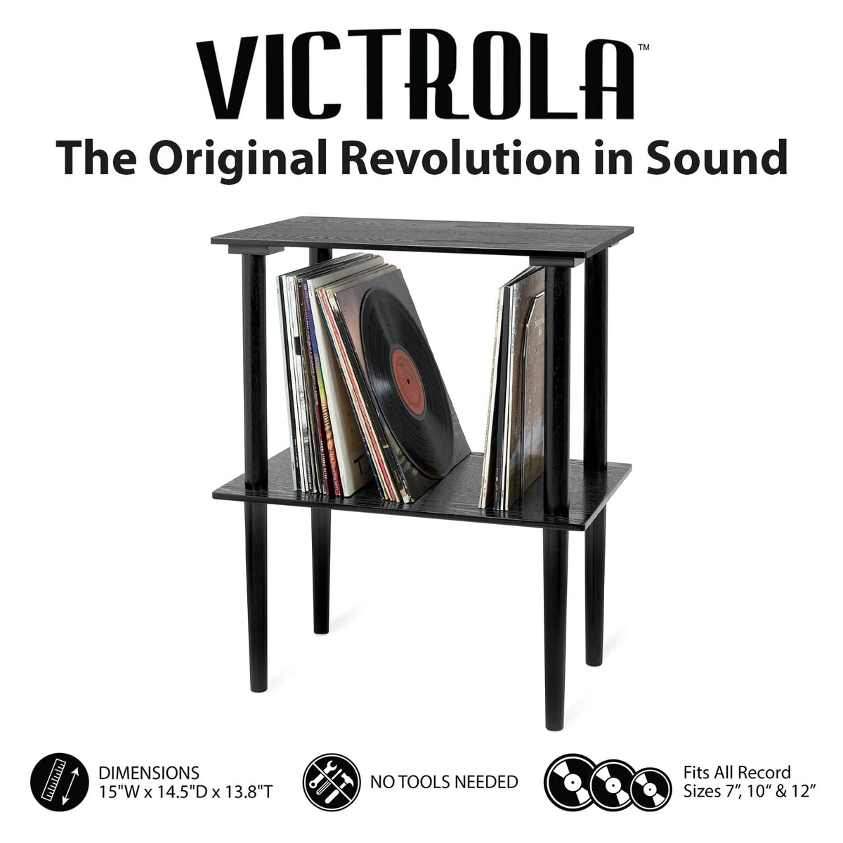 Black 6-in-1 Bluetooth Record Player with Stand Y131458