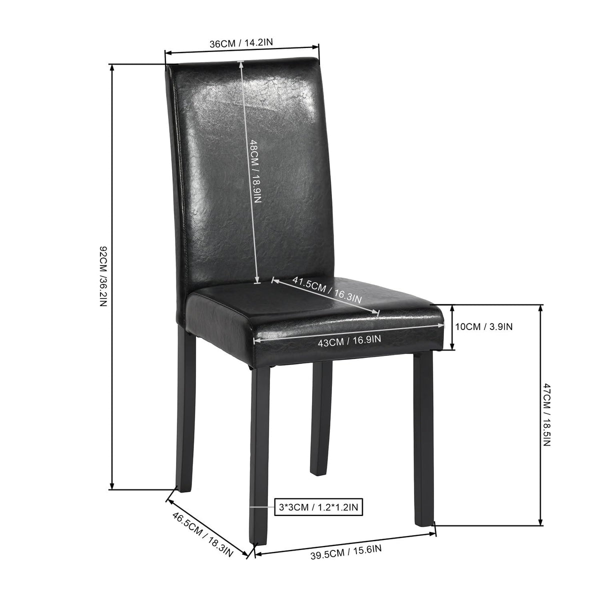 Upholstered PU Leather Dining Chairs Set of 4 J144