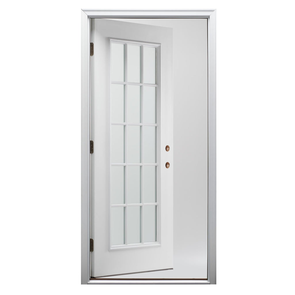 Fiberglass Smooth Primed Left Hand In-Swing Prehung Front Door 15 Lite Clear Glass 32" x 80" X756643
