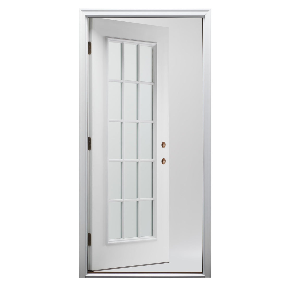 Fiberglass Smooth Primed Left Hand In-Swing Prehung Front Door 15 Lite Clear Glass 32" x 80" X756643