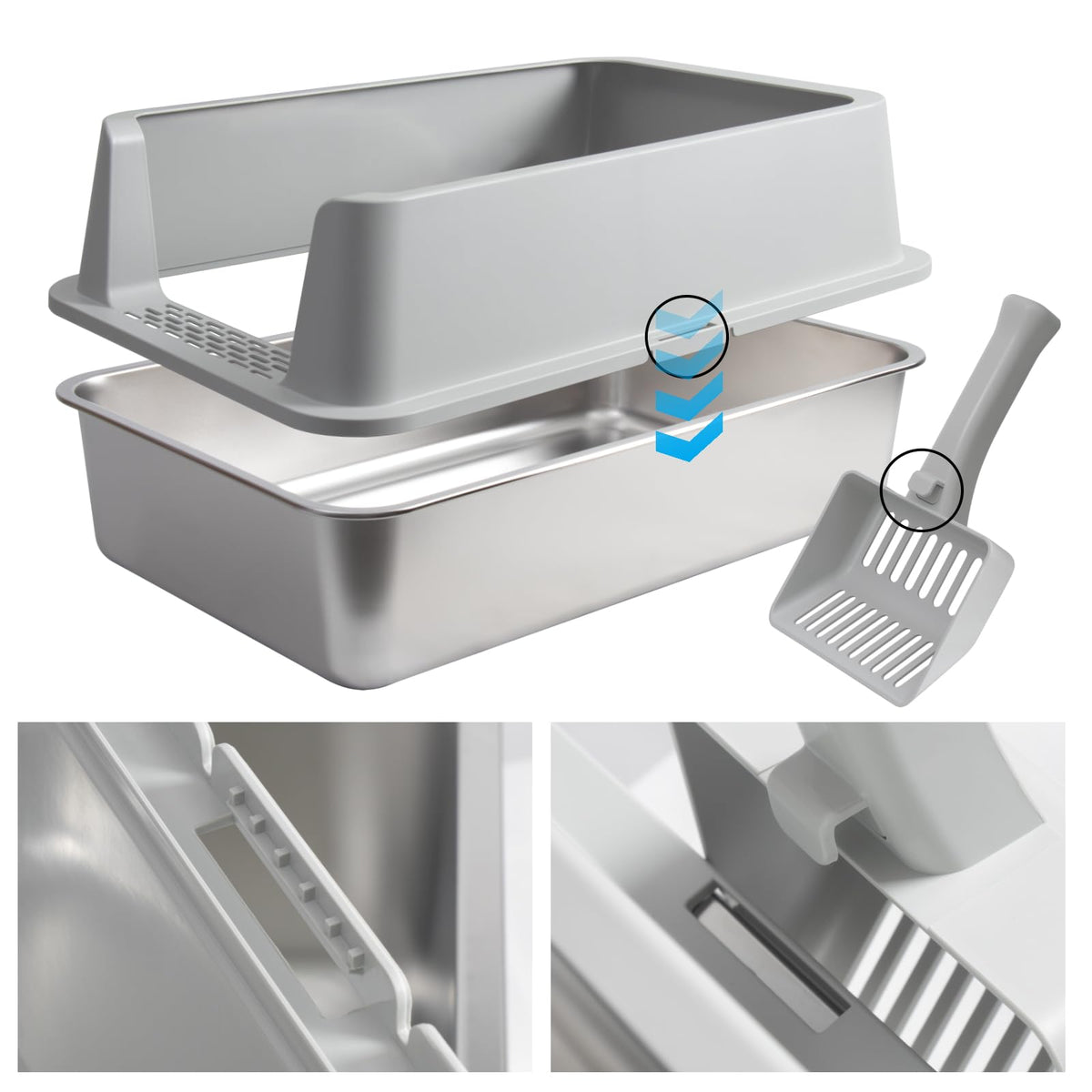 Stainless Steel XL Litter Box with Lid G9512