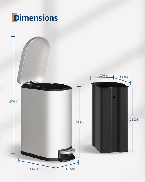 13.2 Gallon Stainless Steel Kitchen Trash Can U9249