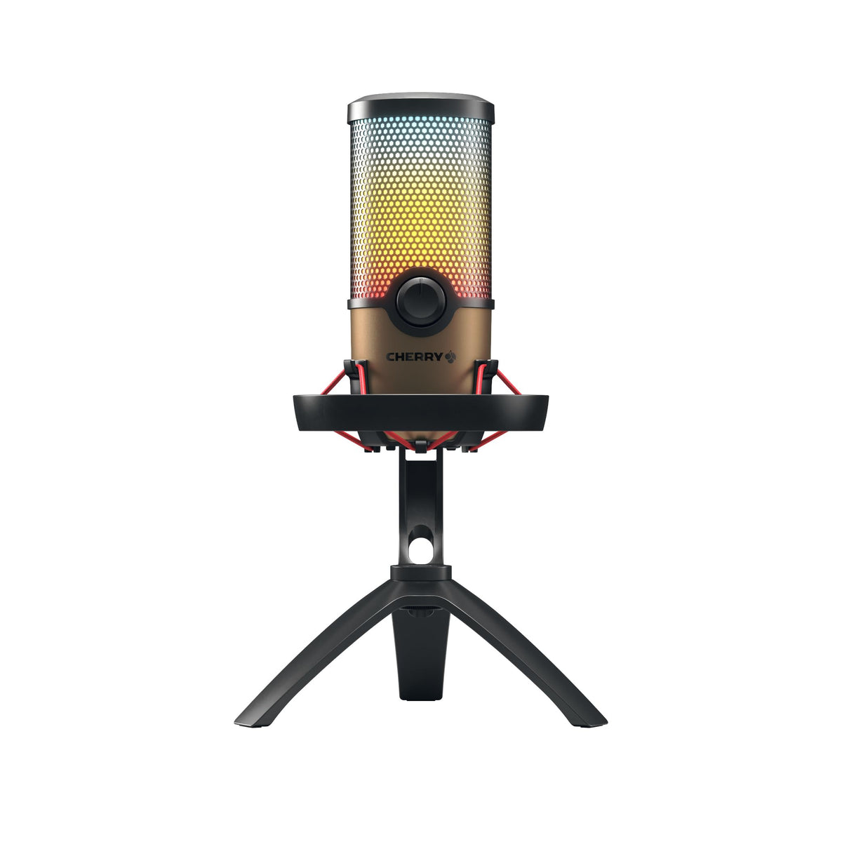 USB Microphone with RGB Lighting, 4 Polar Patterns, Black/Copper A343