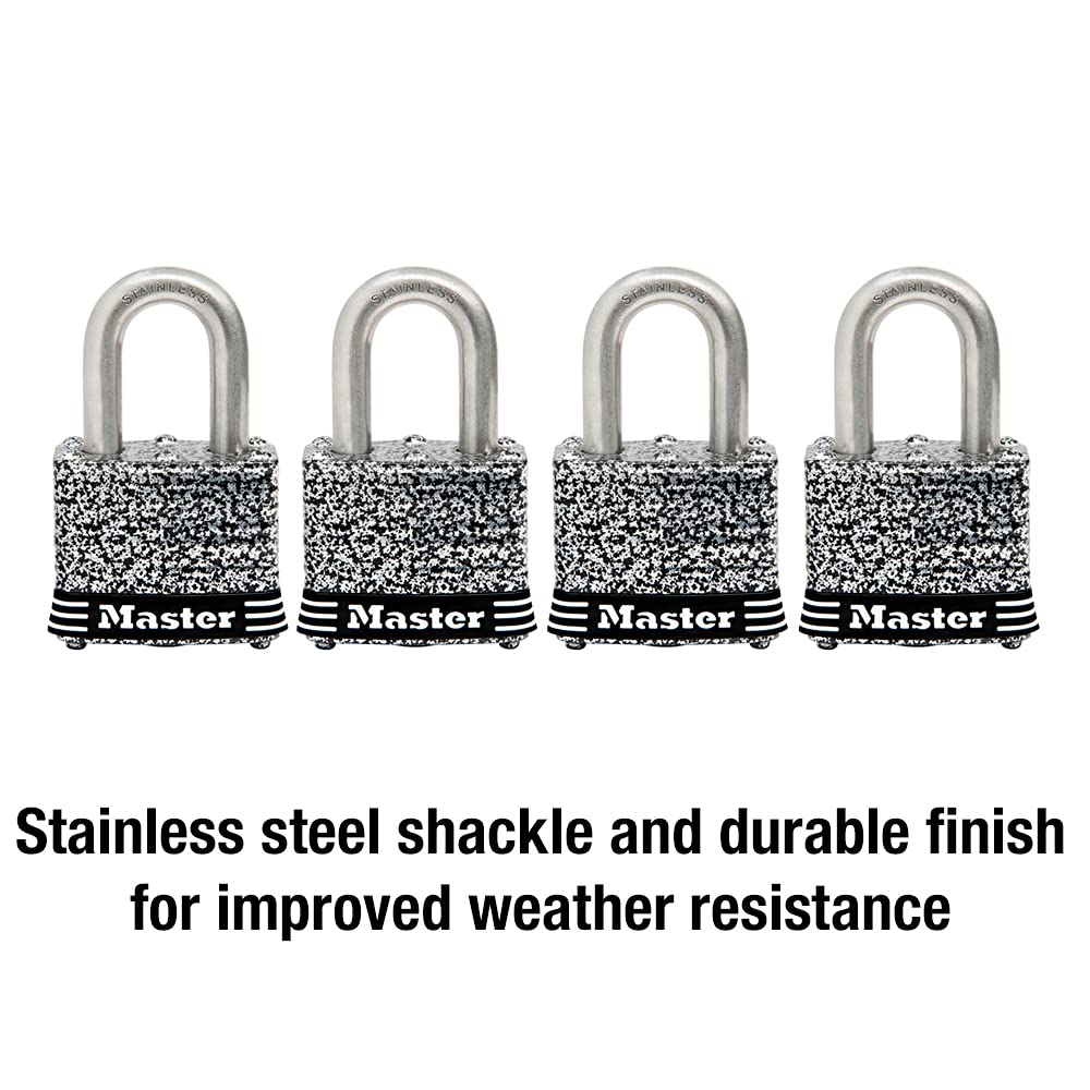 Stainless Steel Outdoor Padlock with Key, 4 Pack D587